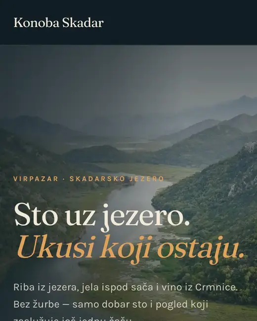 Konoba Skadar — početne stranice sajta na telefonu